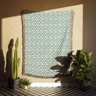 Geometric Petal Tile Woven Throw Blanket