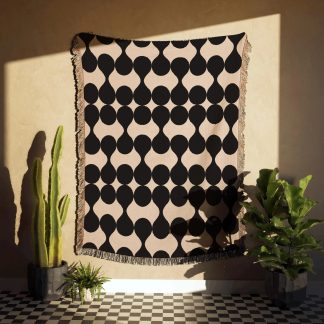 Geometric Raindrop Oval Woven Throw Blanket