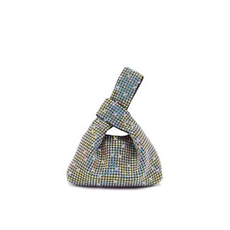 Rhinestone Knot Top-Handle Bag with Chain