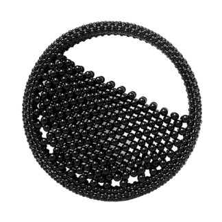 Black Beaded Circle Handle Bag