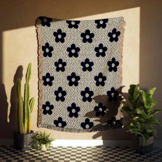Minimal Floral Woven Throw Blanket