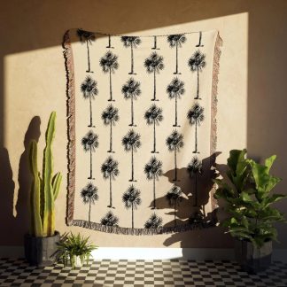 Palm Tree Woven Throw Blanket