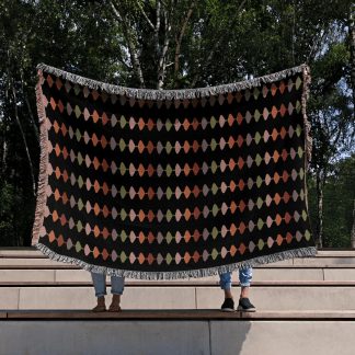 Repeating pattern geometric rhombus leaf woven blanket