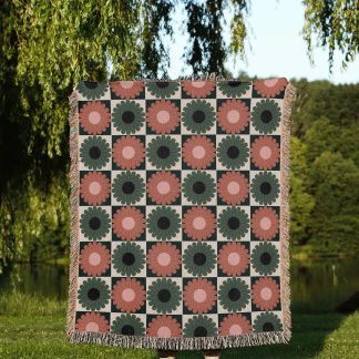 Sunrise flower geometric floral pattern woven blanket