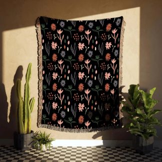 Wildflower Botanical Woven Throw Blanket