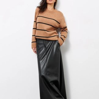 Camel Stripe Knit Sweater