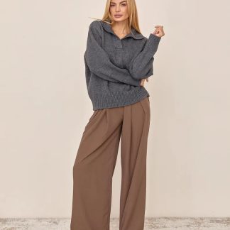 Gray Collared Knit Sweater