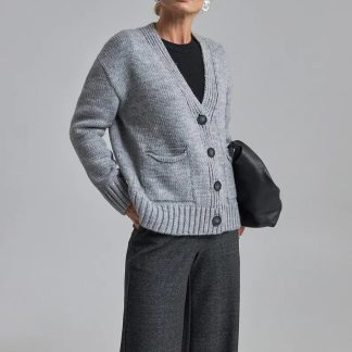 Gray Button Knit Cardigan