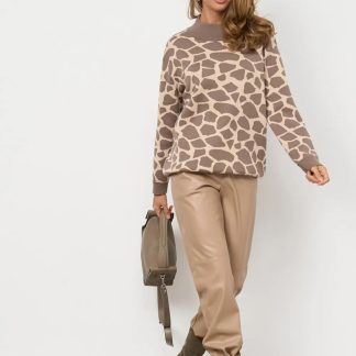 Taupe Printed Knit Sweater
