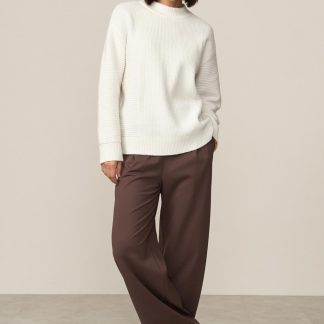 White Mock Neck Knit Sweater