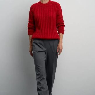Red Ribbed Knit Sweater