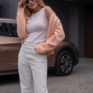 Peach Button Knit Cardigan