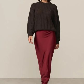 Dark Brown Cable Knit Sweater